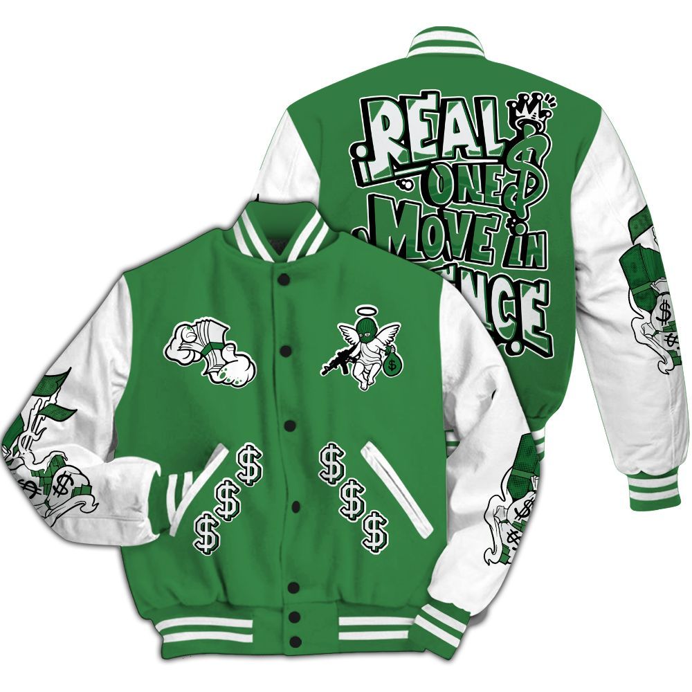 Varsity Jacket To Match Lucky Green 1s - Ones Move In Silence Graphic All Over Print