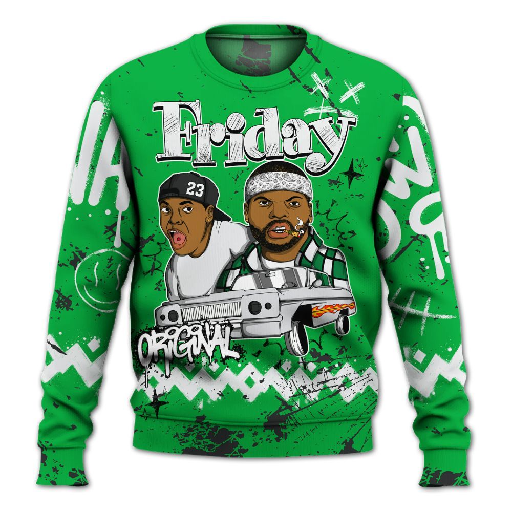 Sweatshirt To Match Lucky Green 5s - Friday Sneaker Crayon All Over Print
