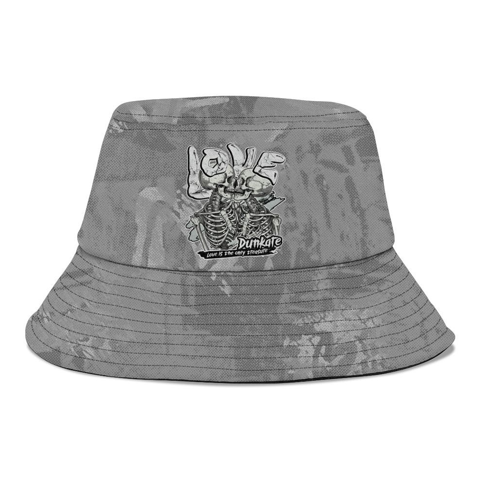 Bucket Hat To Match Black Wolf Grey 12s - Skull Love Graphic