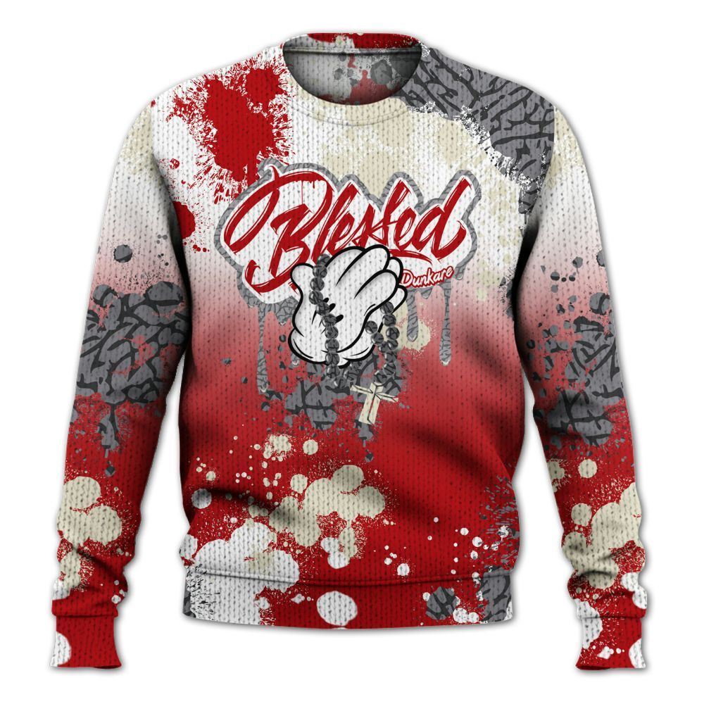 Knitted Sweater To Match Cement Grey 3s - God Blessed Dripping