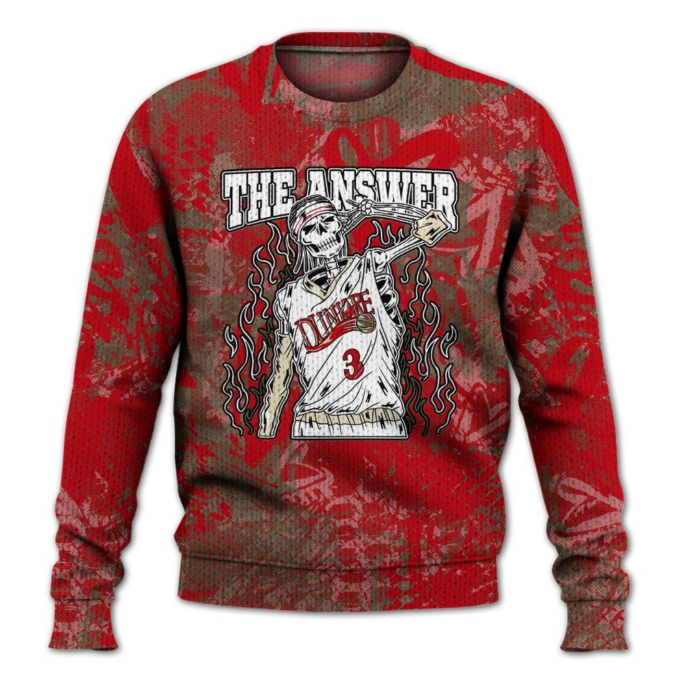 Knitted Sweater To Match Low OG Medium Olive 1s - Allen Answer Skeleton Heart