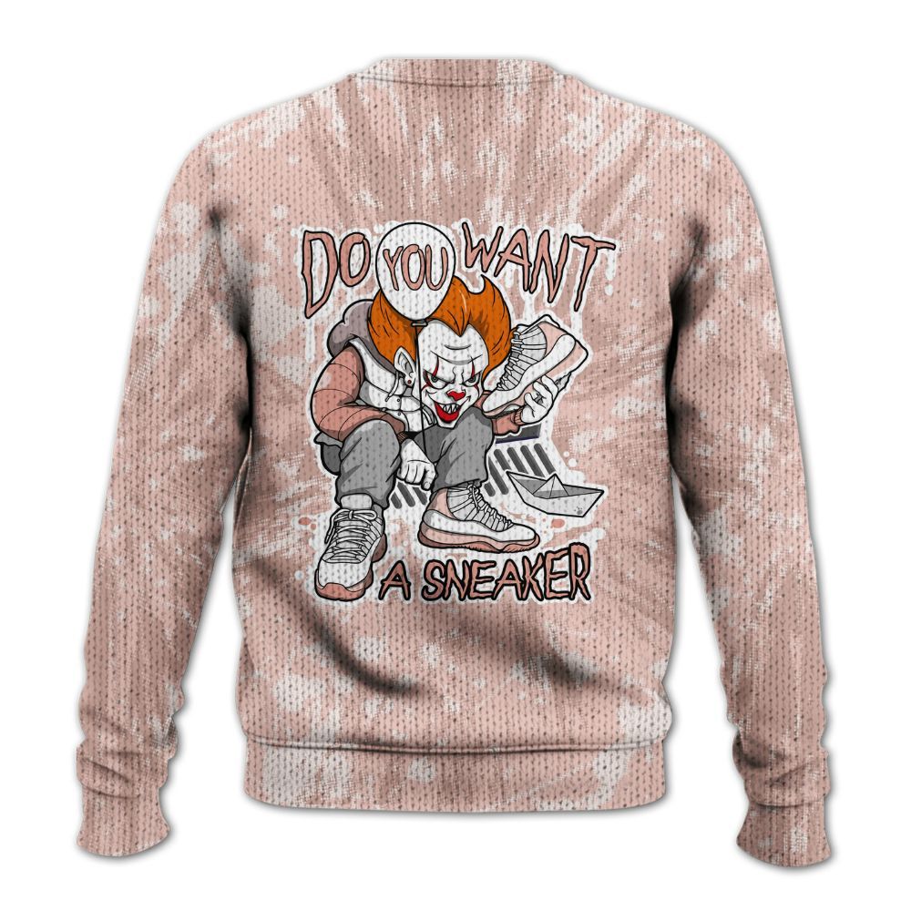 Knitted Sweater To Match Low Legend Pink 11s - Clown Scary Sneakers Graphic Halloween