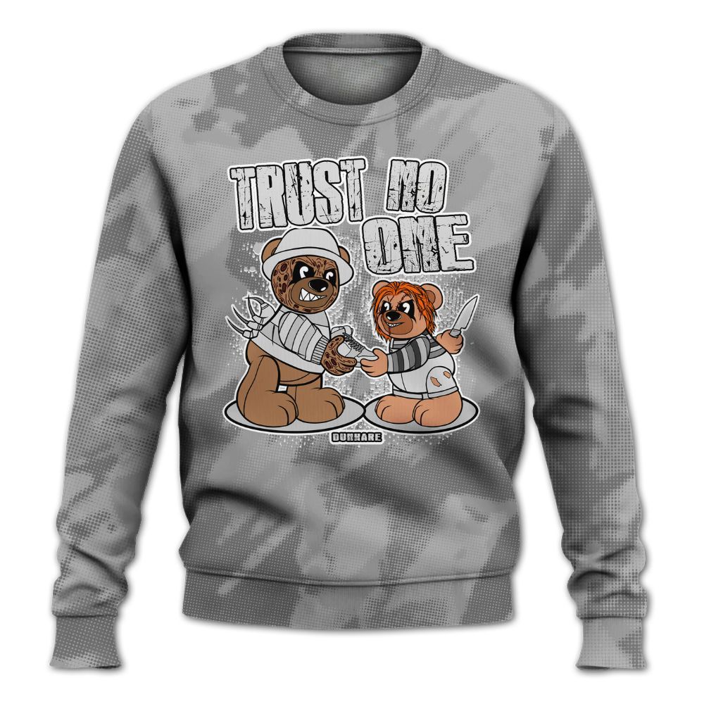 Sweatshirt To Match Black Wolf Grey 12s - Trust No One Bear Abstract Halftone All Over Print