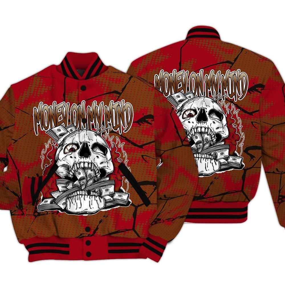 Varsity Jacket To Match Archaeo Brown 5s - MOMM Skeleton Crack Varsity Jacket Unisex