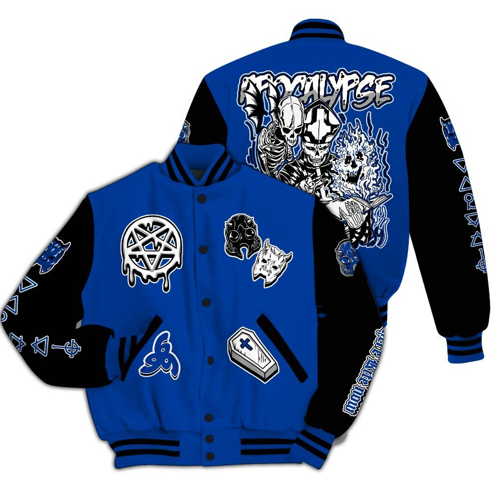 Varsity Jacket To Match Hyper Royal 12s - Apocalypse Skeleton All Over Print