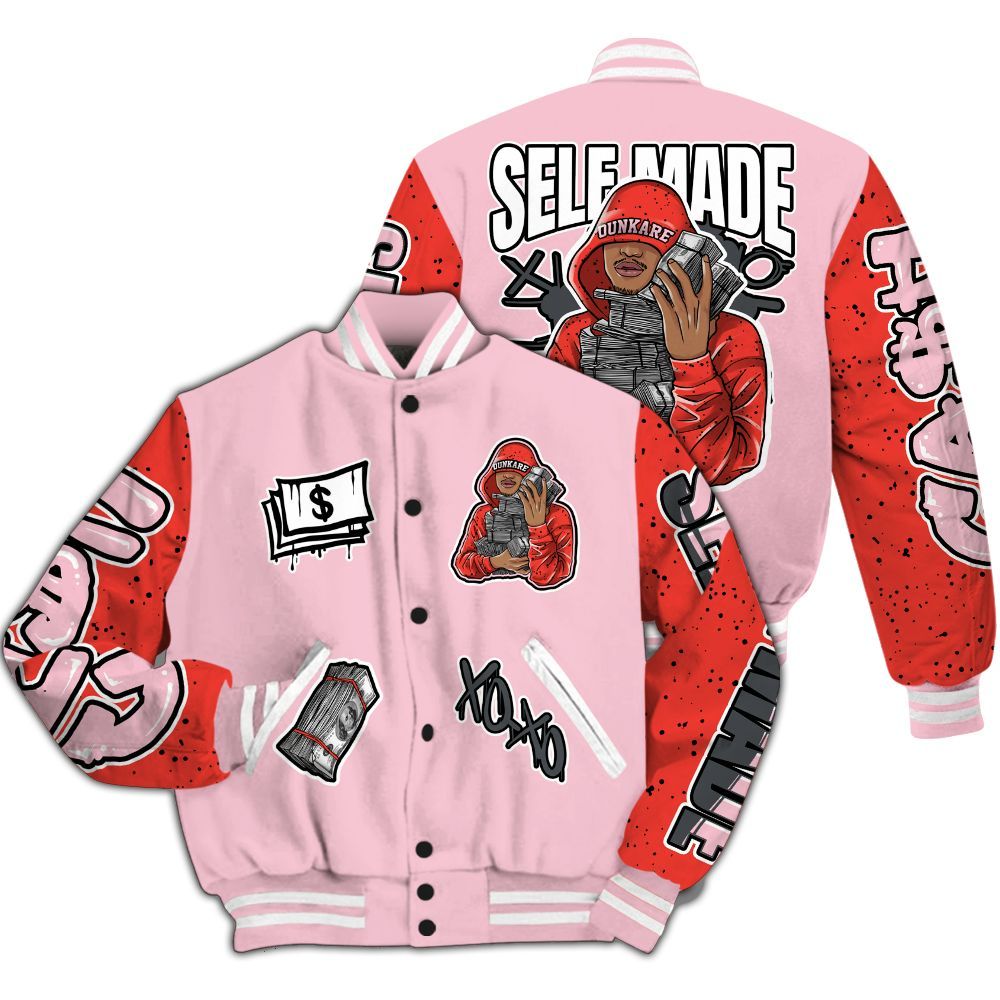 Varsity Jacket To Match Retro Awake Arctic Pink - Selfmade All Over Print