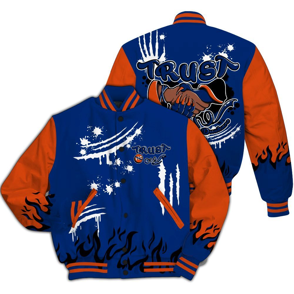 Varsity Jacket To Match Mid Knicks 1s - Graphic Trust No One All Over Print