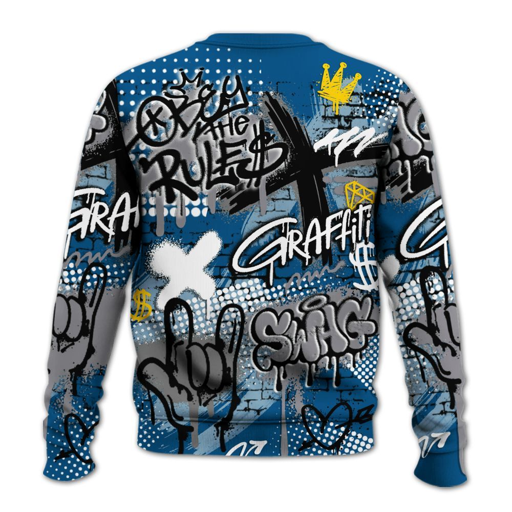 Sweatshirt To Match High OG True Blue 1s - True It Real Graffiti Streetwear All Over Print
