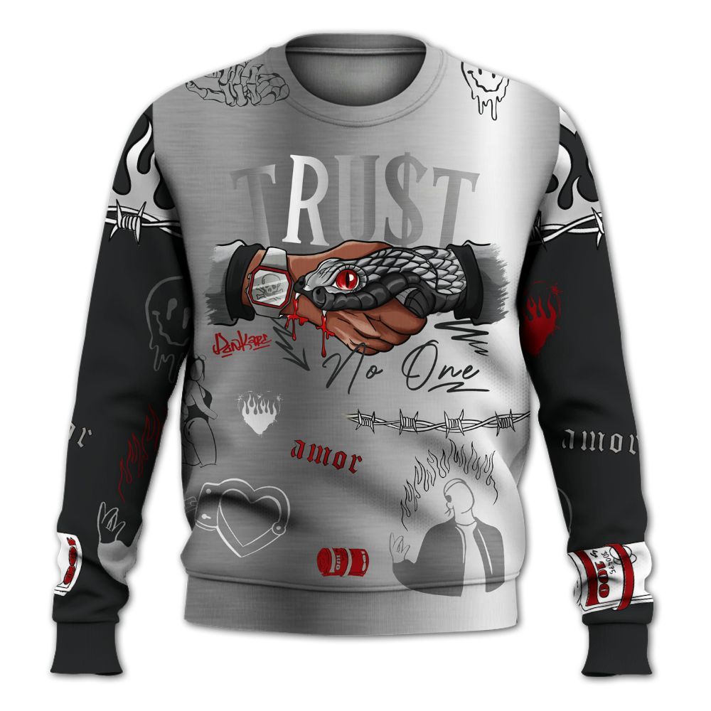 Sweatshirt To Match Metallic Silver 14s - Snake Trust No One All Over Print