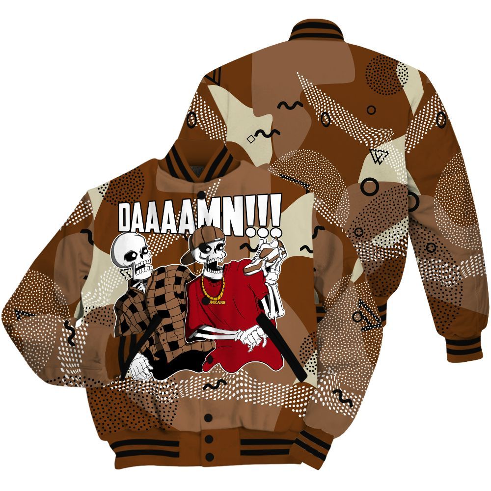 Varsity Jacket To Match Archaeo Brown 5s - Graphic Meme Damnn All Over Print