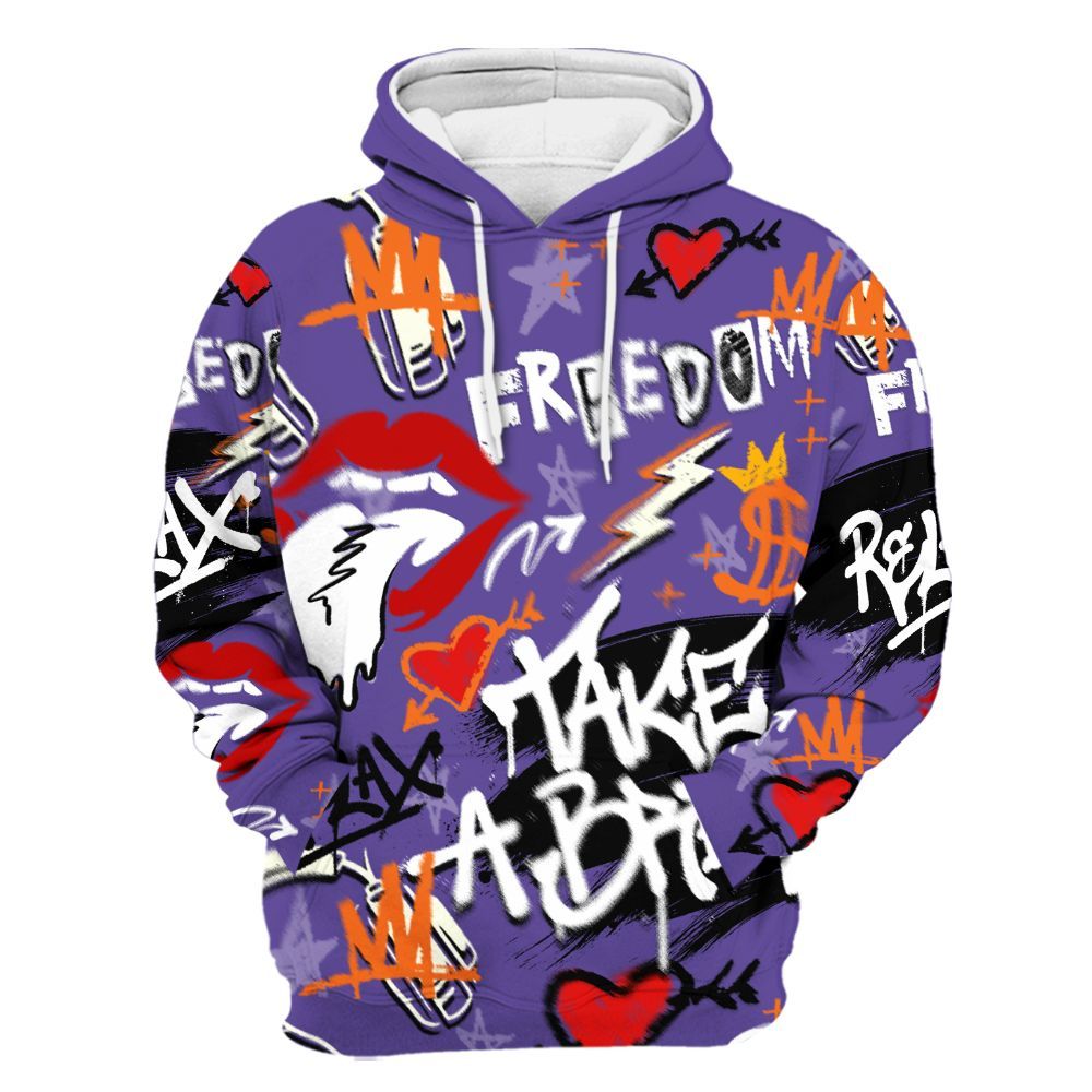 Hoodie To Match Air Max Waffle SP Voltage Purple - Take Break Freedom Graffiti Streetwear All Over Print