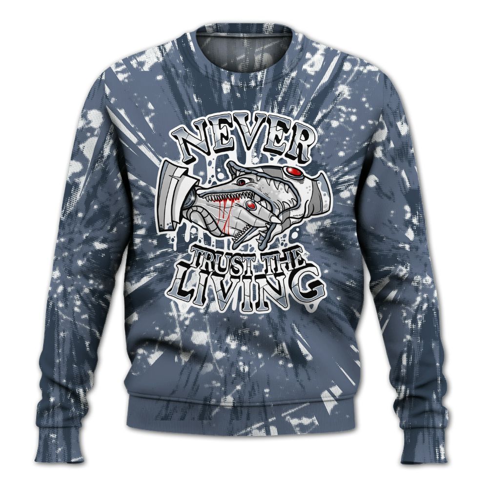 Sweatshirt To Match Low Diffused Blue 11s - Never Trusting Living Graphic Halloween All Over Print