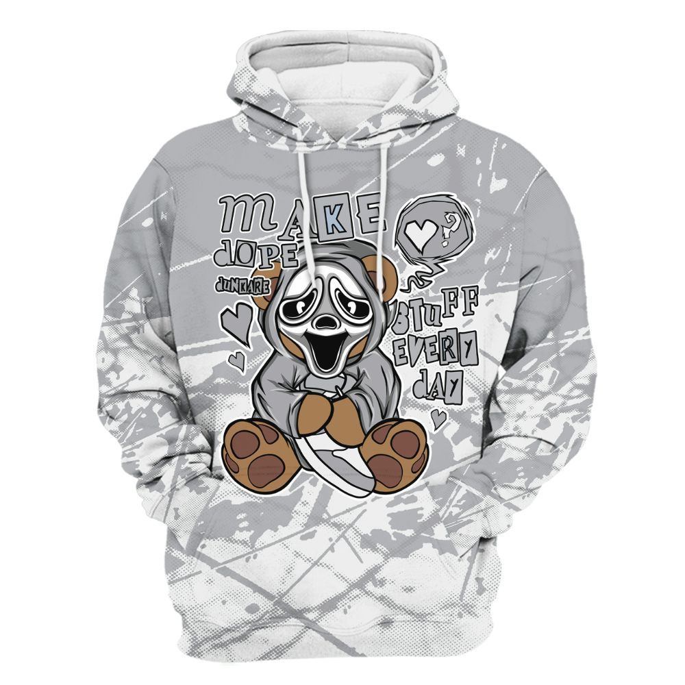 Hoodie To Match Low OG Wolf Grey 1s - Make Dopes Bear Profound All Over Print
