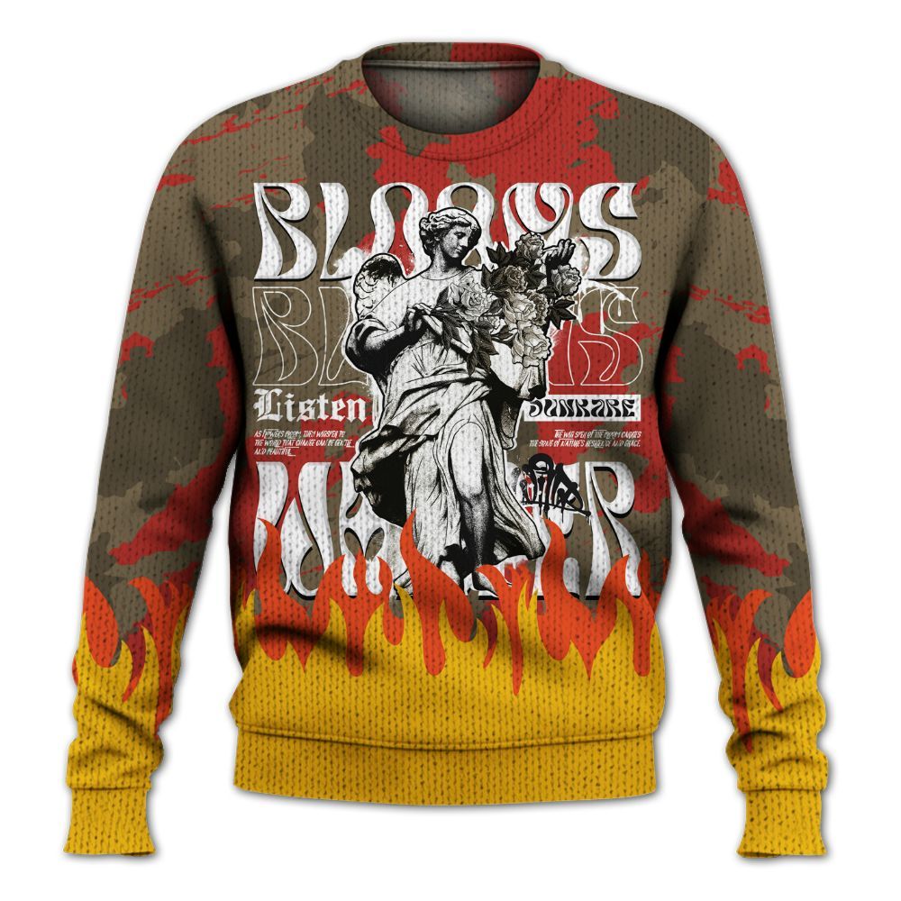 Knitted Sweater To Match Olive 9s - Blooms Whisper Retro