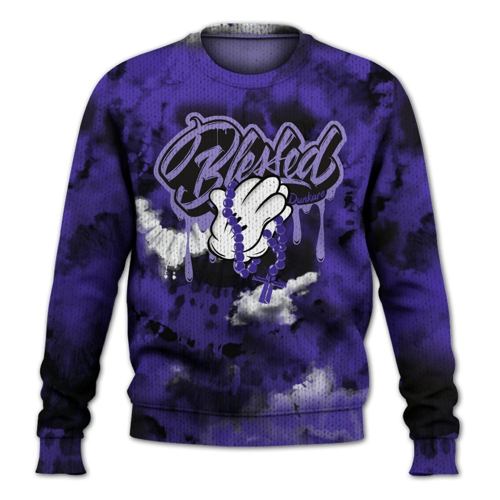 Knitted Sweater To Match Field Purple 12s - God Blessed Tie Dye