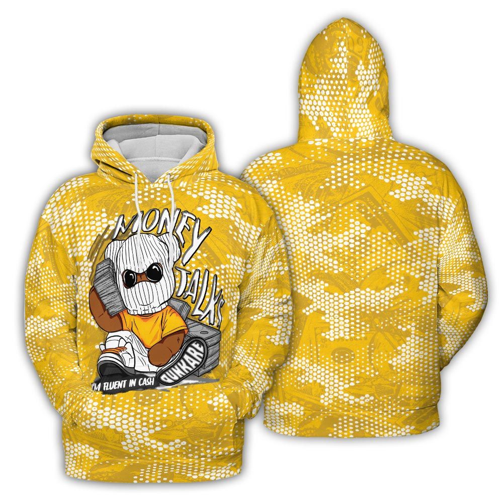 Hoodie To Match Vivid Sulfur 4s Hoodie - Money Talk Bear Banknotes Art Hoodie Unisex