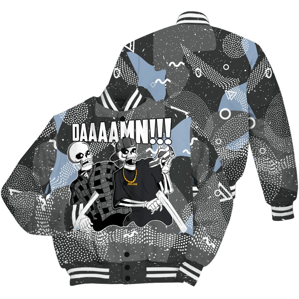 Varsity Jacket To Match Reverse Black White 6s - Graphic Meme Damnn All Over Print