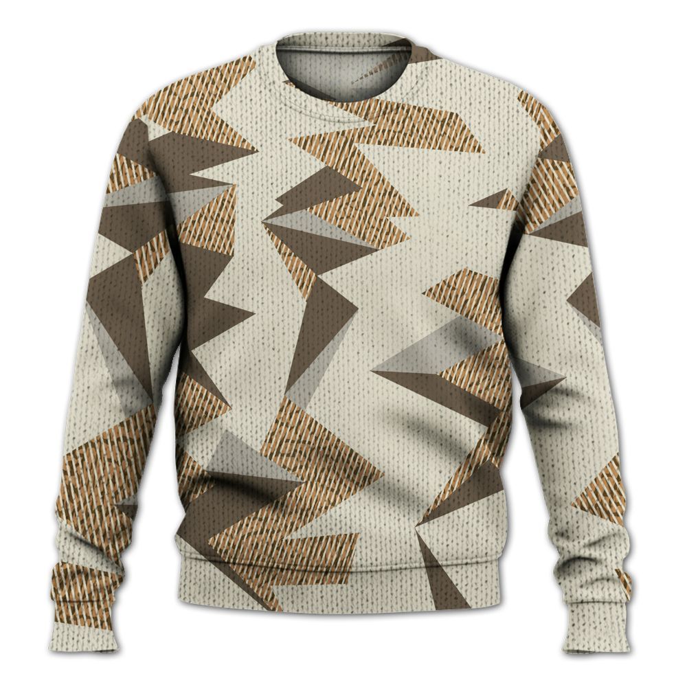 Knitted Sweater To Match Orewood Brown 3s - Geometric Camouflage Pattern