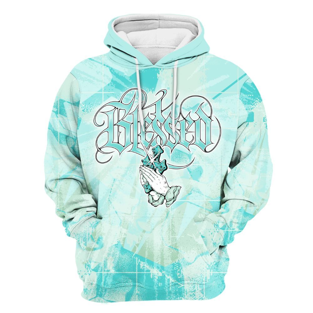 Hoodie To Match Low OG Washed Teal 1s - God Blessed All Over Print
