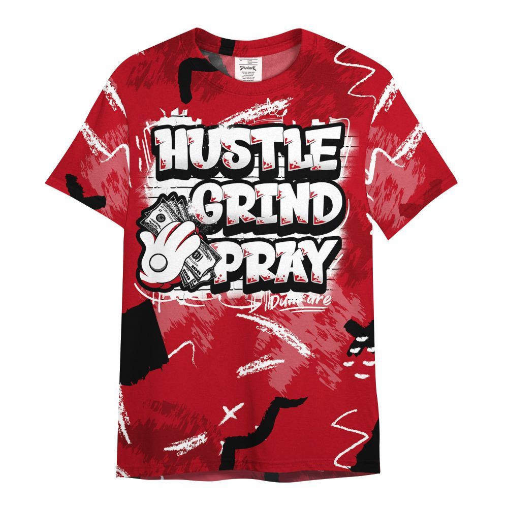 Shirt To Match Bred Velvet 11s - Hustle Grind Pray Graphic Street Style All Over Print