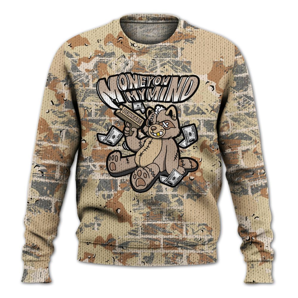 Knitted Sweater To Match Desert Camo 3s - Money On My Mind Raccoon Brick