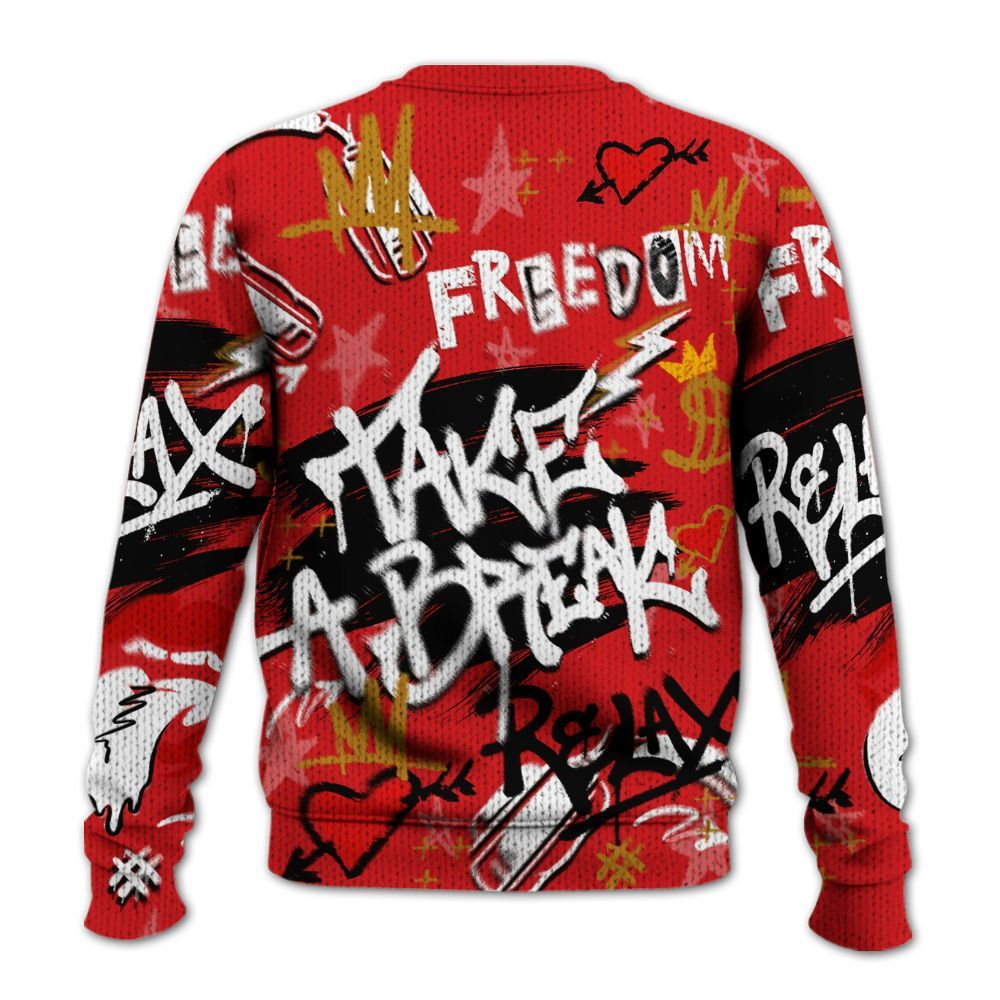 Knitted Sweater To Match Scoot Zeros Retro Portland - Take Break Freedom Graffiti Streetwear