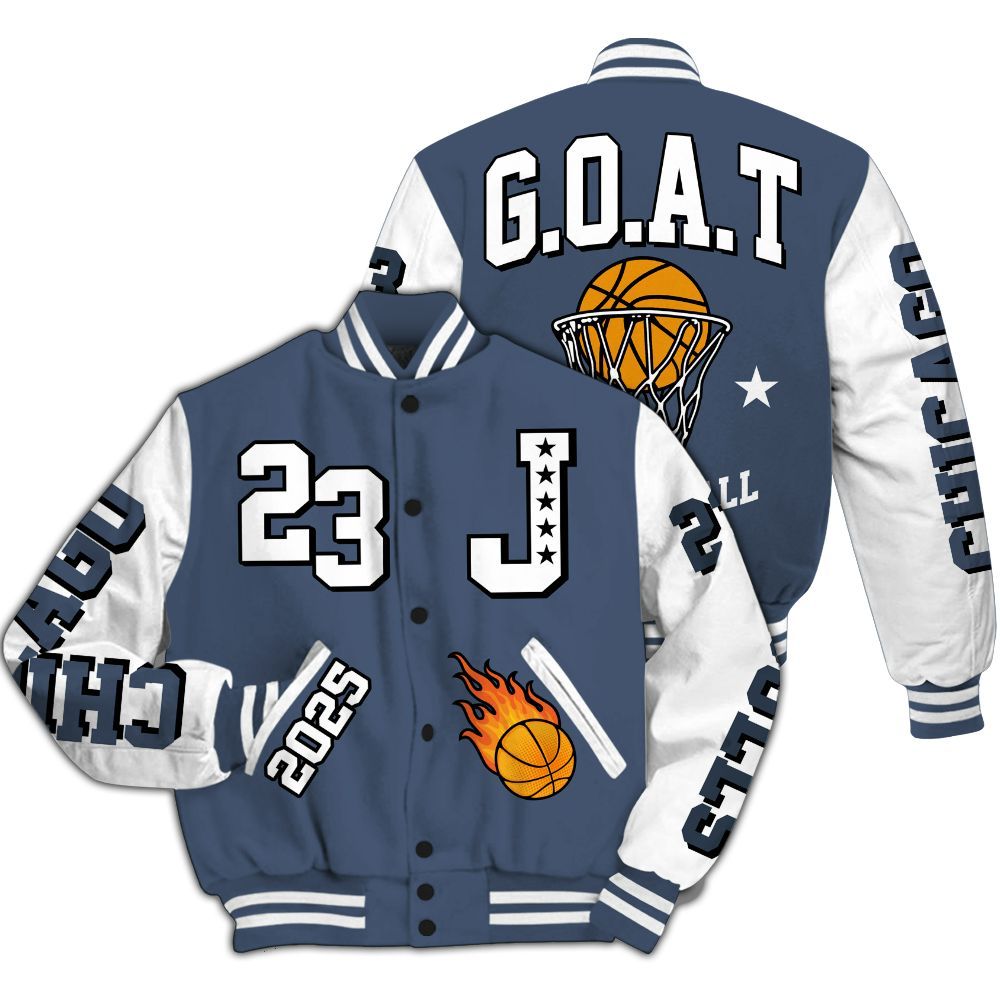 Varsity Jacket To Match Low Diffused Blue 11s - Chicago 23 Basketball All Over Print