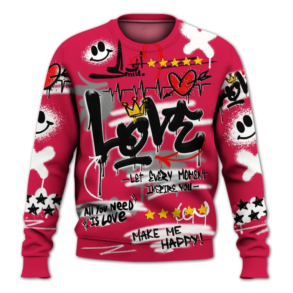 Sweatshirt To Match Black Toe 14s - Happy Love Beats Graffiti Streetwear All Over Print