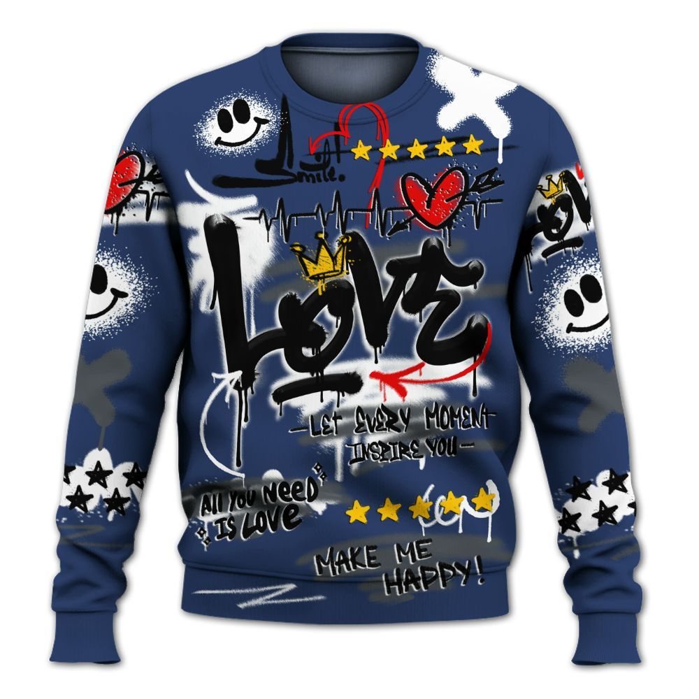 Sweatshirt To Match Retro Flint 13s - Happy Love Beats Graffiti Streetwear All Over Print