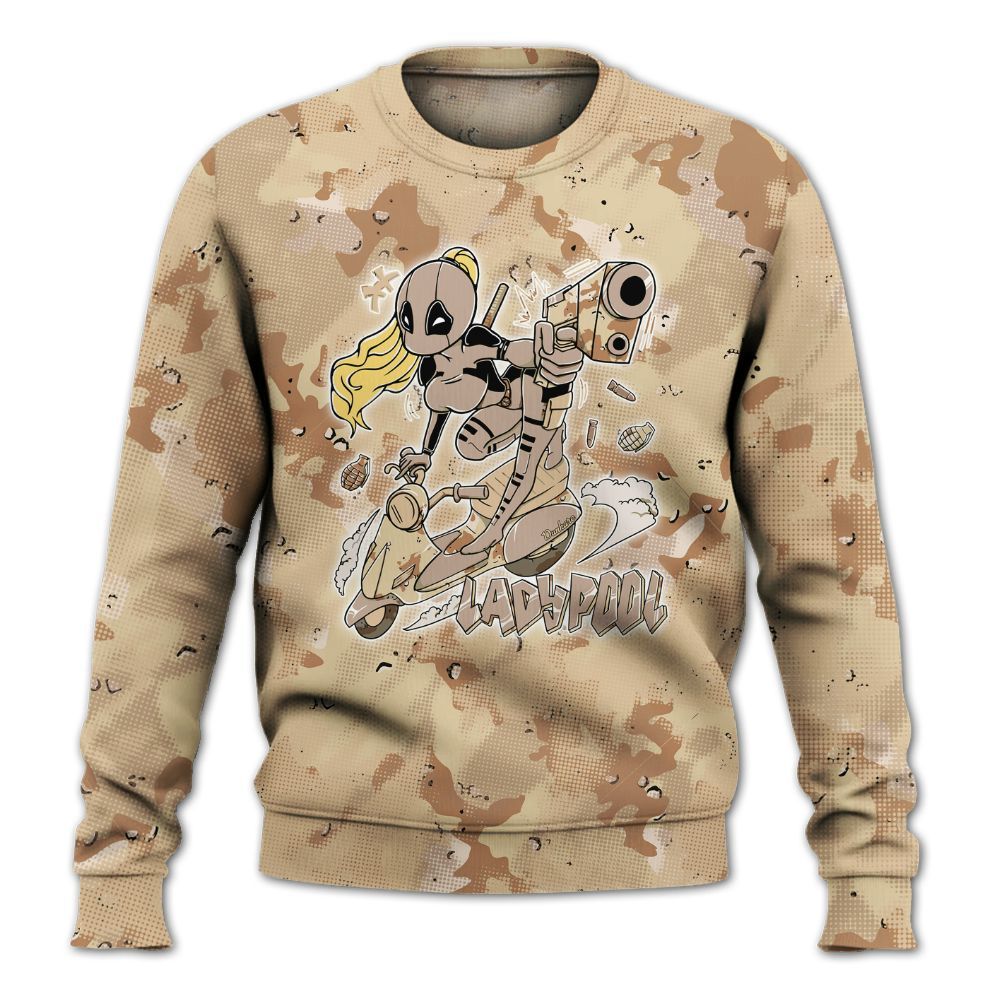 Sweatshirt To Match Desert Camo 3s - Lady Pool Cartoon Abstract Halftone All Over Print