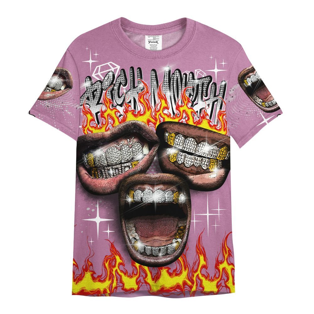 Shirt To Match Neutral Grey Black White Orchid 4s - Rich Mouth Fire Rap Retro 90s All Over Print