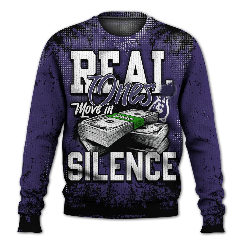 Knitted Sweater To Match Retro Court Purple 13s - Move In Silence Money Street Retro