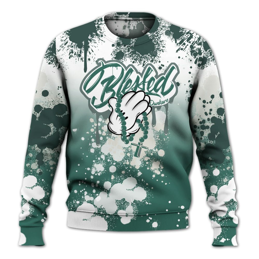 Sweatshirt To Match RM Oxidized Green 4s - God Blessed Ink Drip All Over Print