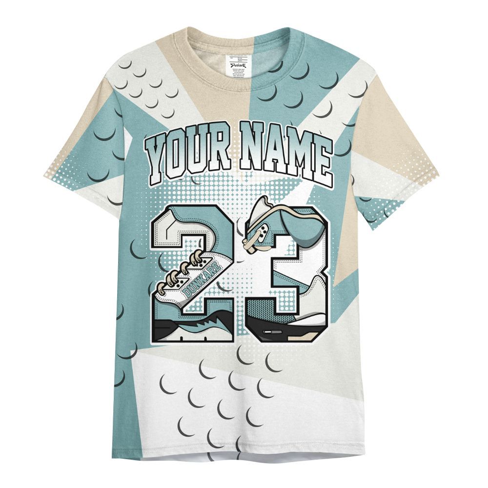 Shirt To Match Dunk Low Glacier Blue Pale Ivory - Poly Custom Name Number 23 5s All Over Print