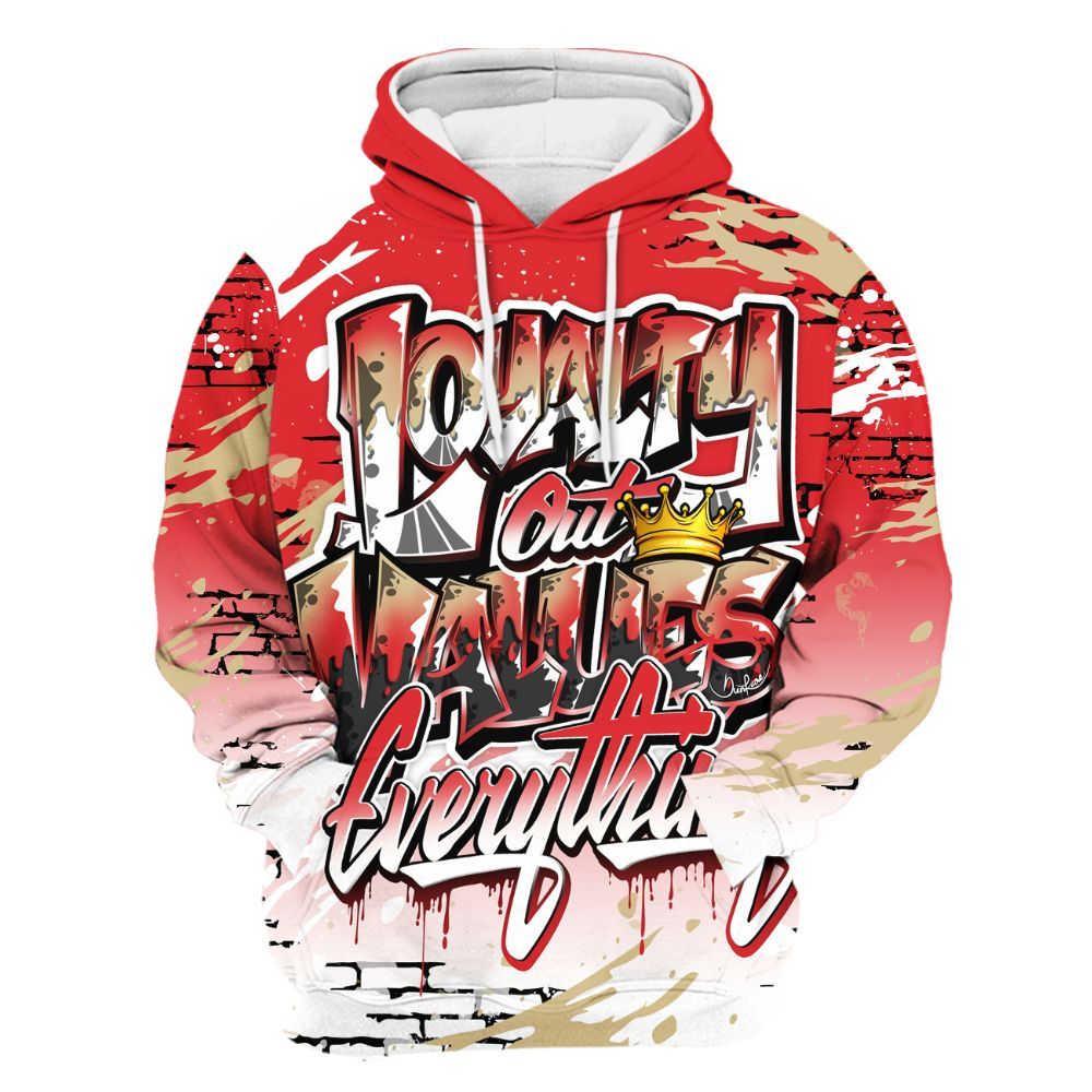 Hoodie To Match Prime 93 Fire Red - Values Of Loyalty Drip All Over Print
