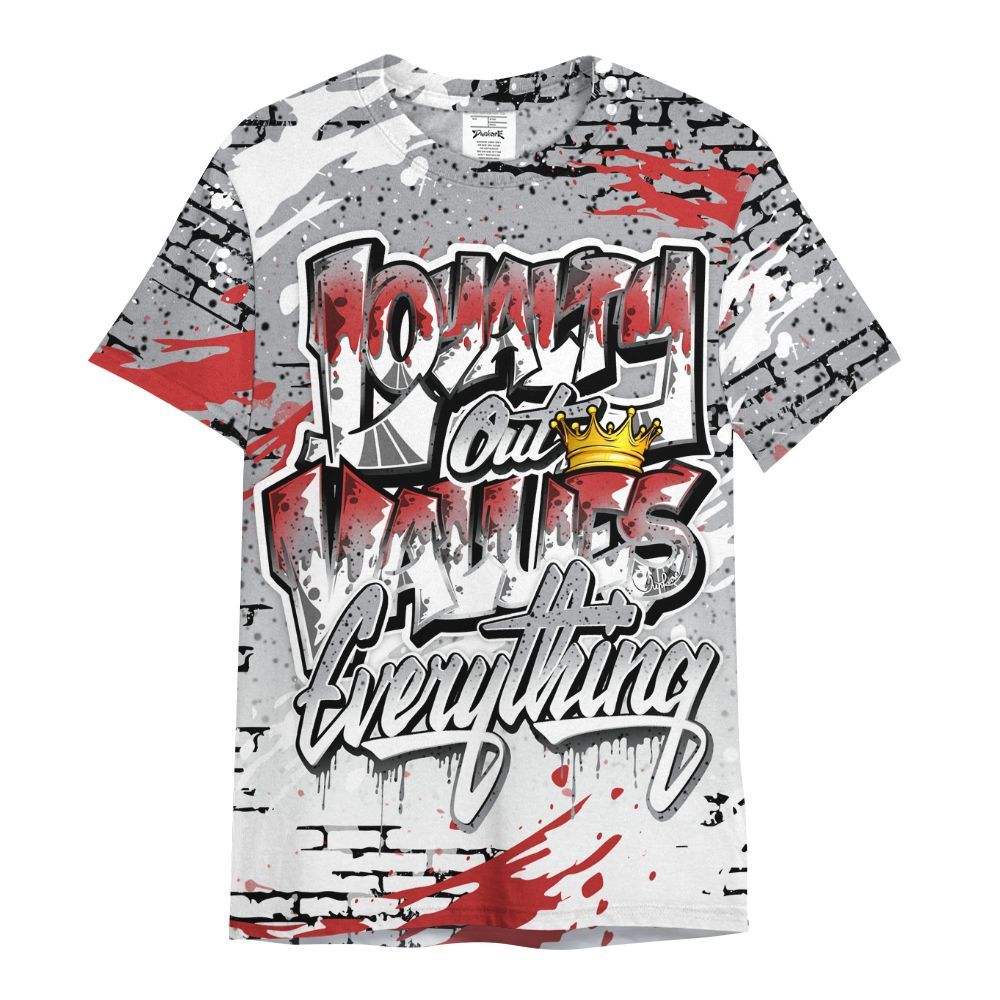 Shirt To Match White Cement 4s - Values Of Loyalty Drip All Over Print