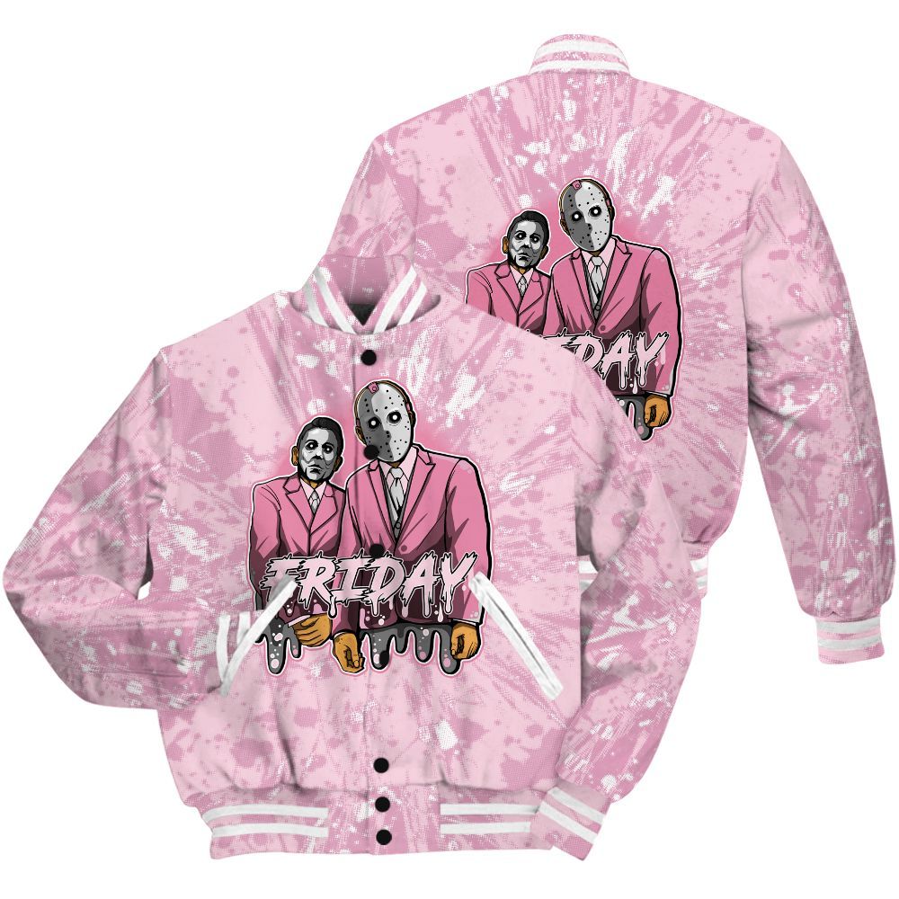 Varsity Jacket To Match Orchid 4s Shirt - Friday Halloween Graphic Luxury All Over Print