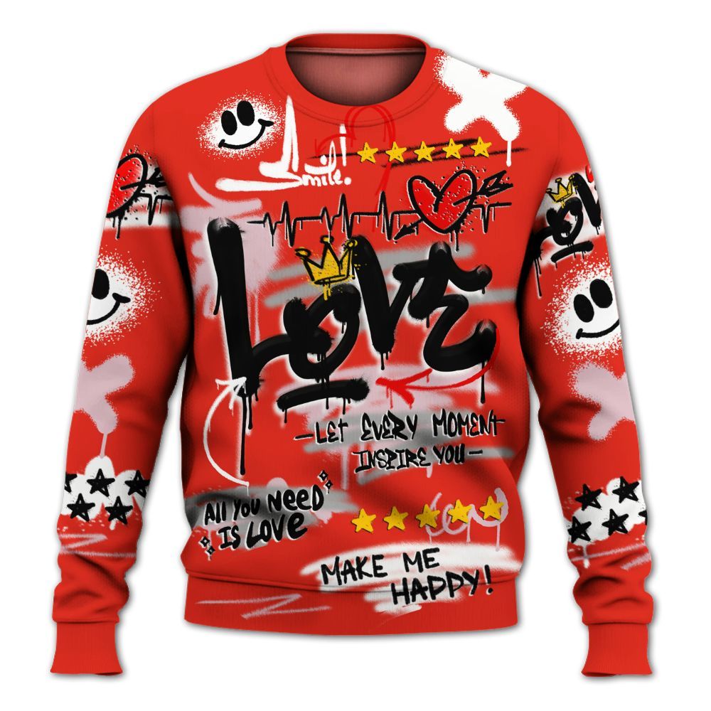 Dunkare Air Force 1 Low GS Valentine's Day Shirt, Happy Love Beats Graffiti Streetwear All Over Print Unisex Sweatshirt