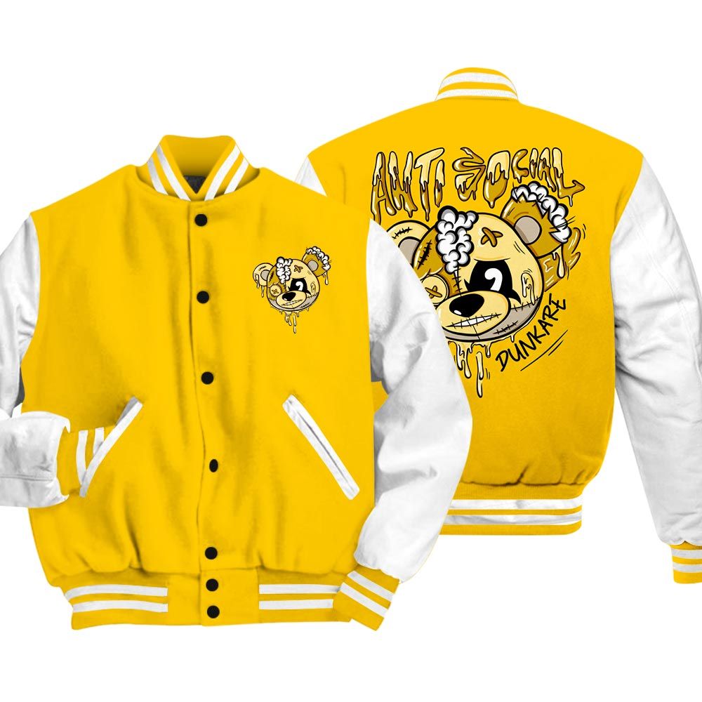 Varsity Jacket To Match Vivid Sulfur 4s Vasity Jacket - Hate Social Bear Vasity Jacket Unisex