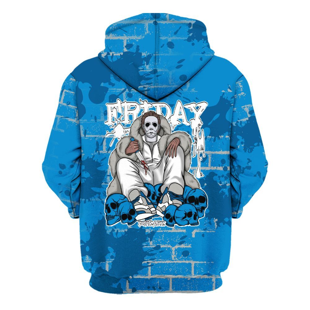 Hoodie To Match Military Blue 4s - Friday Brick All Over Print