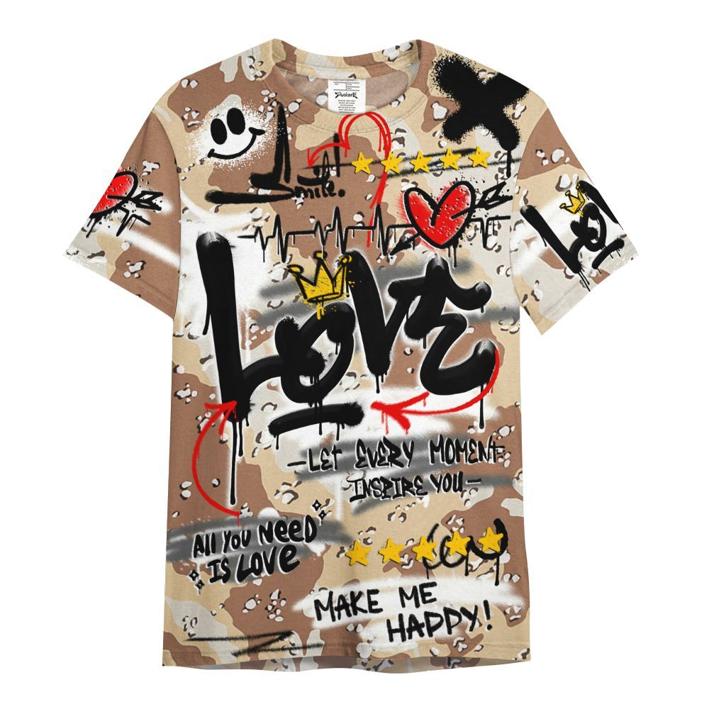 Shirt To Match Desert Camo 3s - Happy Love Beats Graffiti Streetwear All Over Print