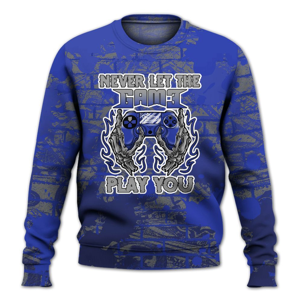 Sweatshirt To Match Air Max Plus Black Racer Blue - PlayGame Skull Brick All Over Print