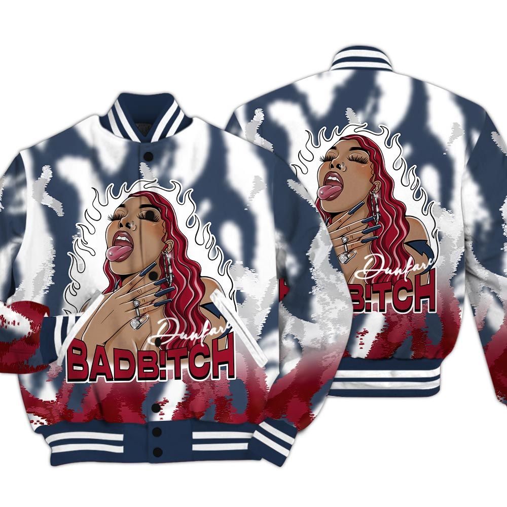 Varsity Jacket To Match Navy Blue 2024 6s - Bad B!tch Burn Varsity Jacket Unisex