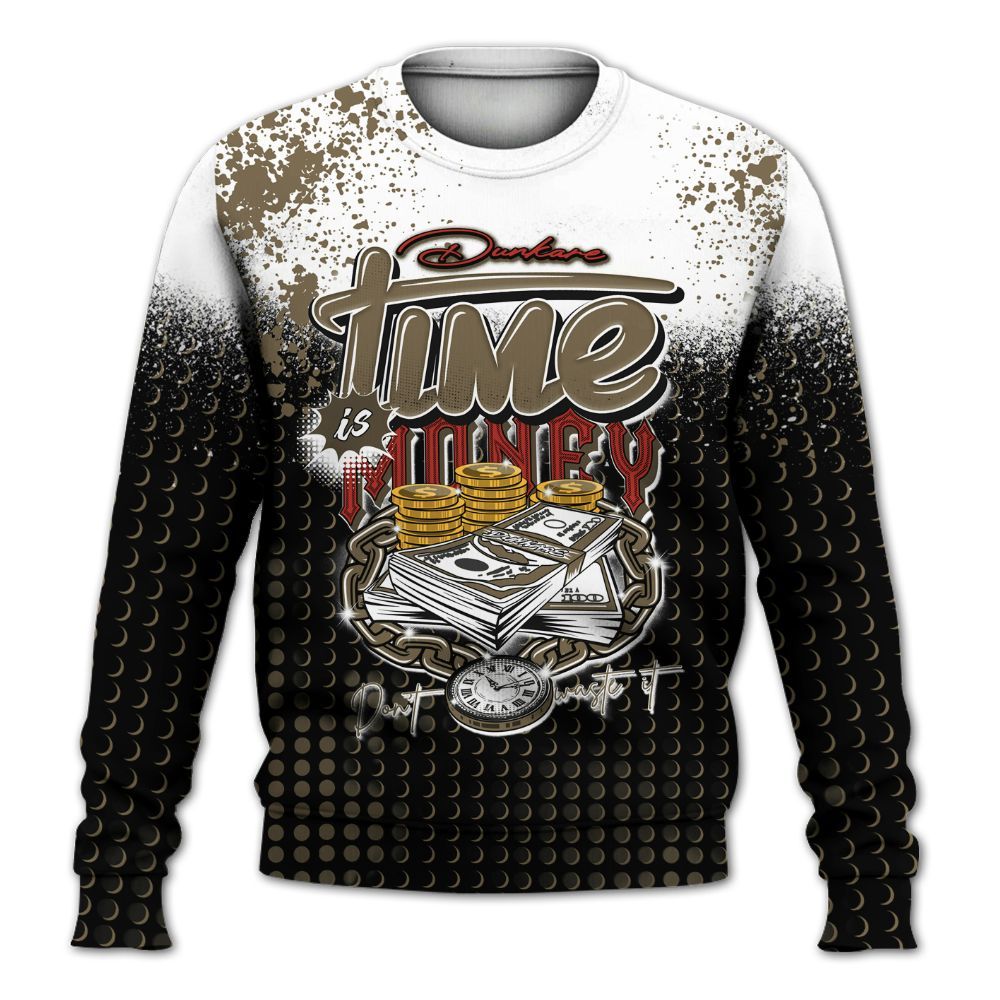 Sweatshirt To Match Olive 9s - Halftone Time Is Money All Over Print