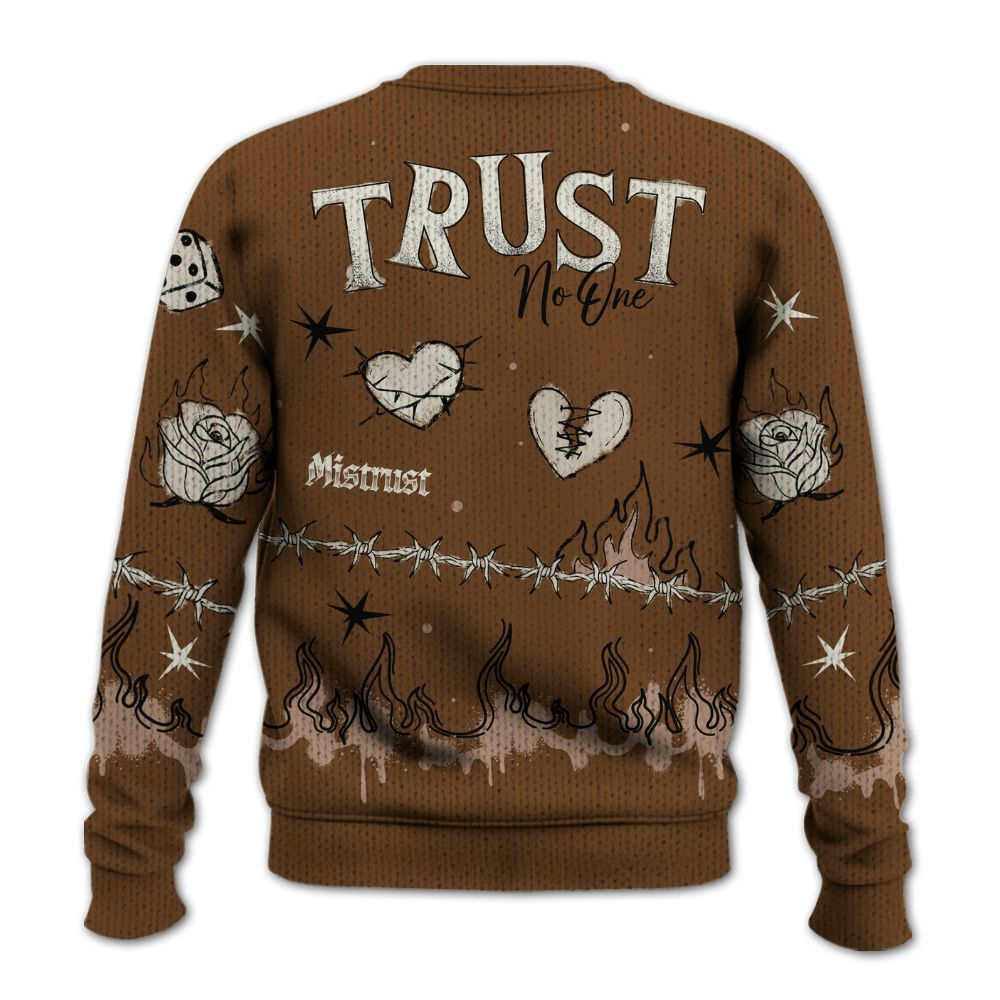 Knitted Sweater To Match Archaeo Brown 3s - Trust No One Snake-Bite Doodle Crayon