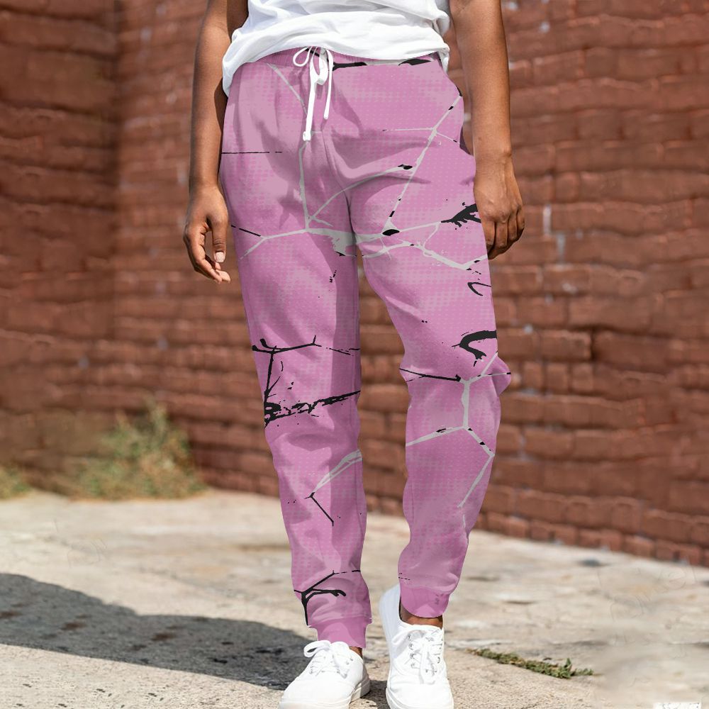 Sweatpant To Match Neutral Grey Black White Orchid 4s - Crack Graphic All Over Print