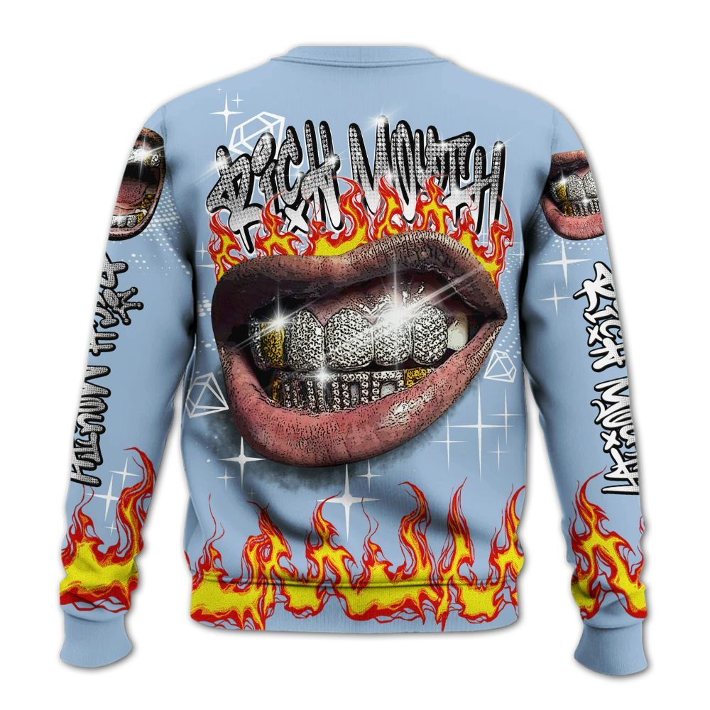 Sweatshirt To Match High University Blue 1s - Rich Mouth Fire Rap Retro 90s All Over Print