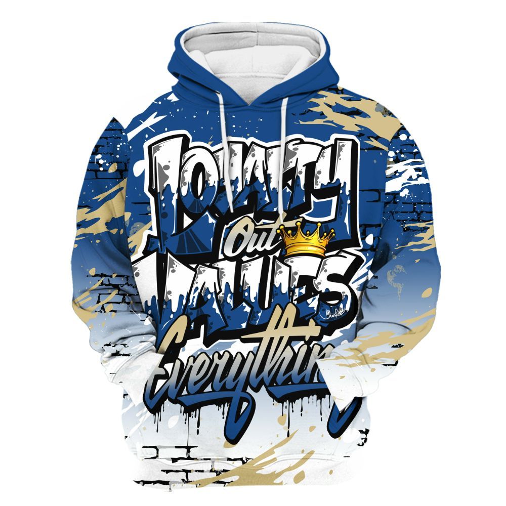Hoodie To Match Air Ship Royal Blue - Values Of Loyalty Drip All Over Print