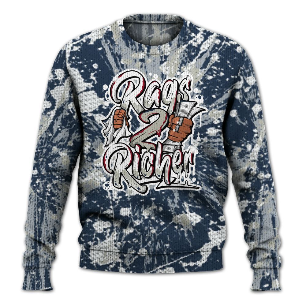 Knitted Sweater To Match White Midnight Navy 6s - Rag 2 Rich Graphic Luxury