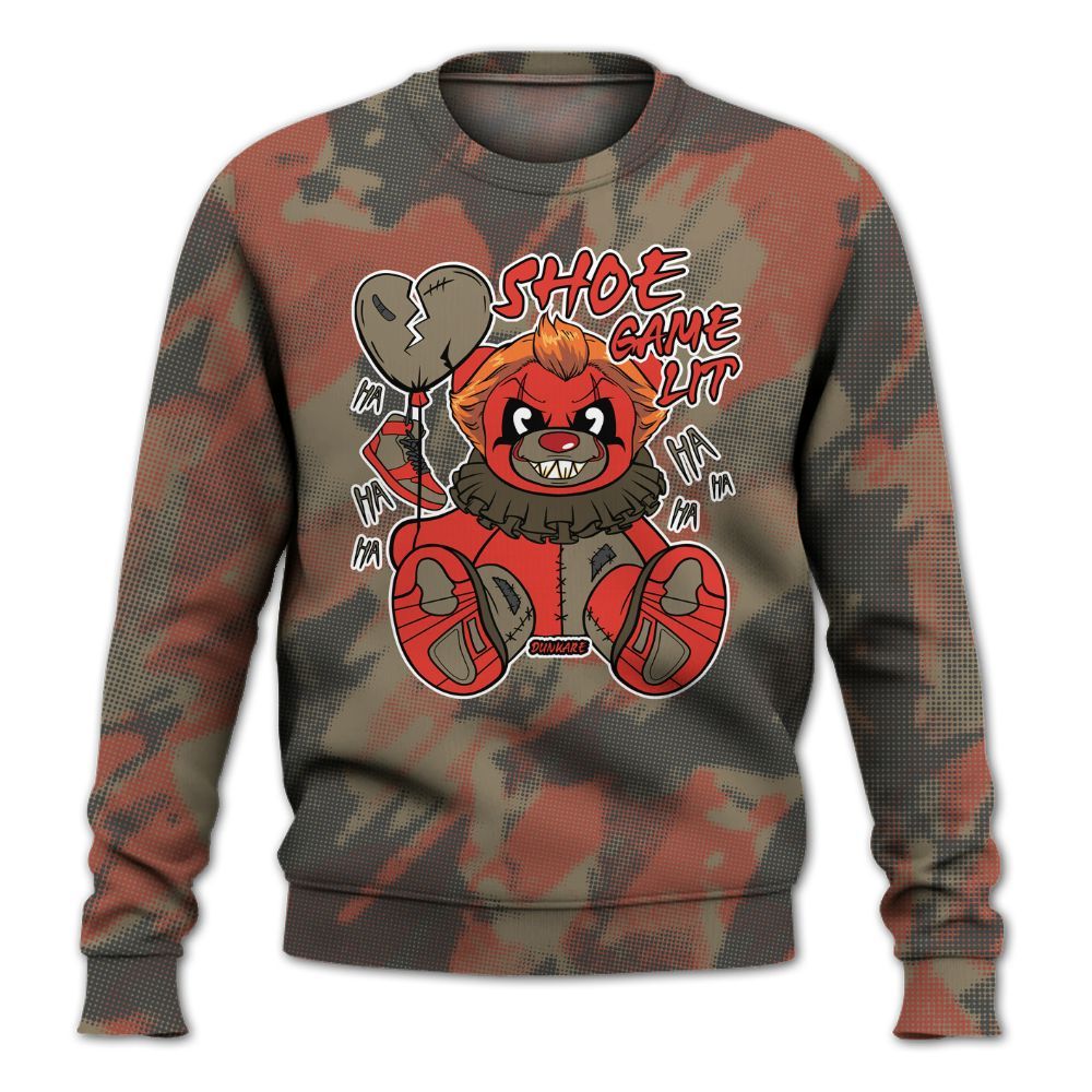 Sweatshirt To Match Olive 9s - Shoe Game Bear Abstract Halftone All Over Print